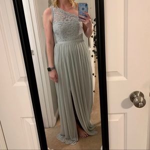 David’s Bridal One Shoulder Lace Bridesmaid Dress Size 4 Mystic